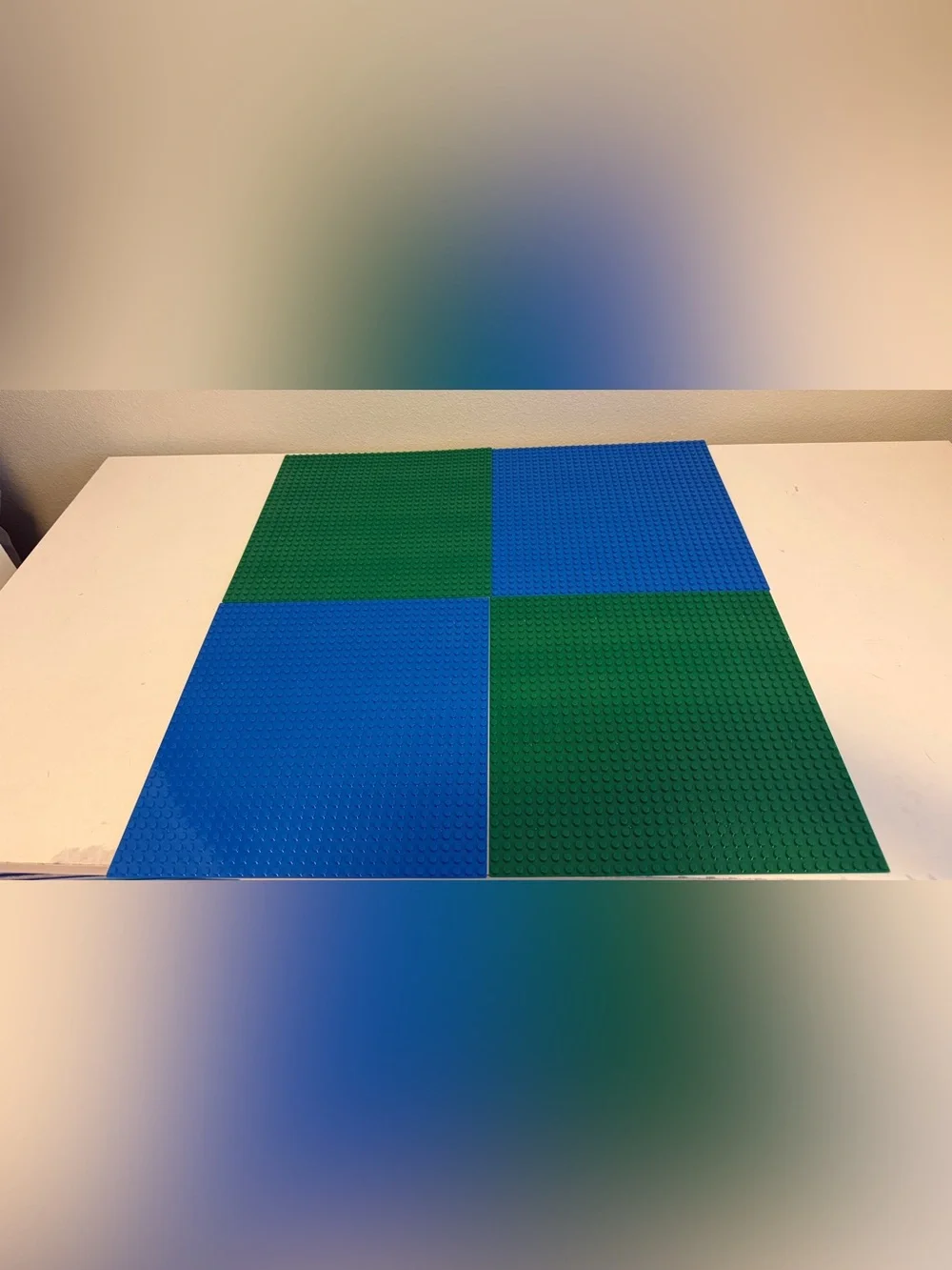 Lego Compatible Base Plates- 2 Blue & 2 green.
